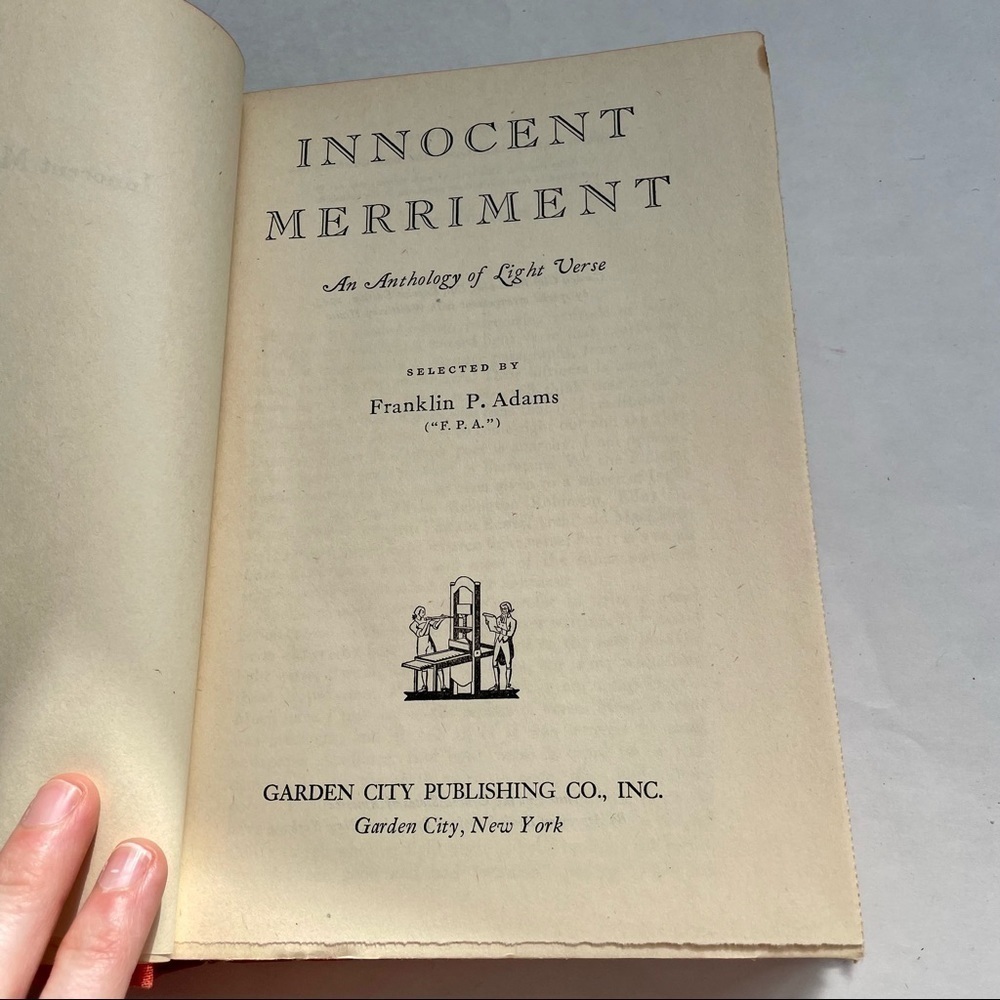Hardcover Book Innocent Merriment An Anthology of Light Verse 1942 Poetry